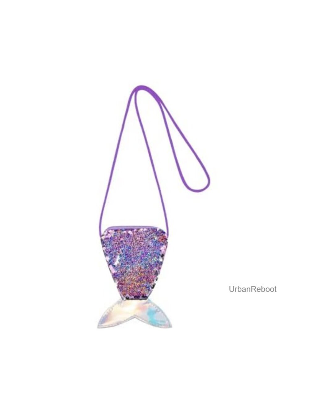 Reversible Sequin Mermaid Tail Coin Purse Mini Crossbody Bag Zip Pouch